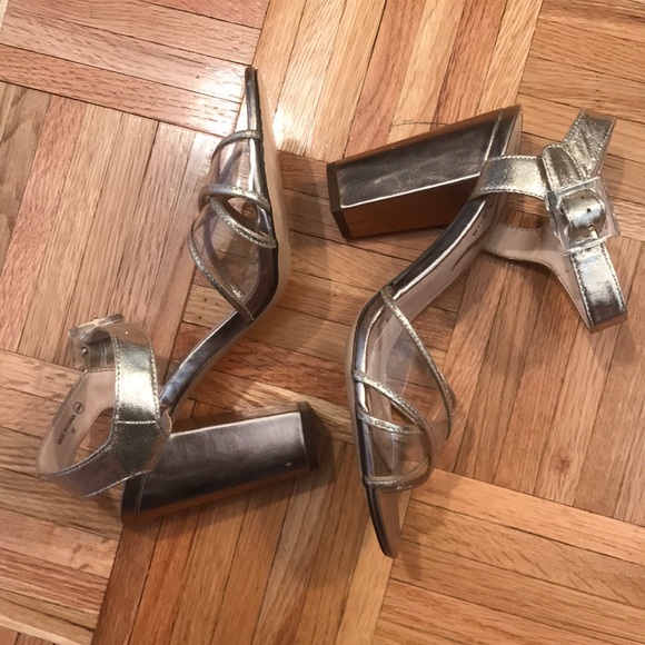 Nina Clear and Gold Heels Size 9/Eu 40 - Picture 3 of 8